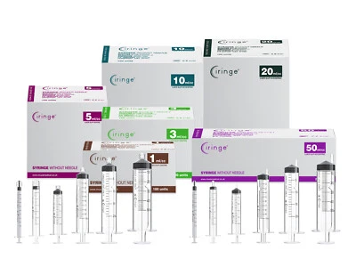 CIRINGE Sterile 1ml 3ml 5ml 10ml 20ml 50ml Syringe - Luer Slip Tip, Luer Lock - CE MARK