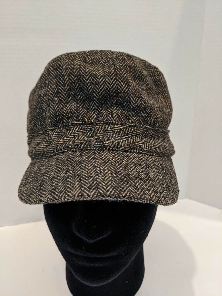 GAP Kids Size S/M Brown Herringbone Cabbie Cap Hat Newsboy Unisex Hat  ADJUSTABLE
