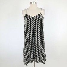 Madewell Tank Dress Silk Womens XS Floral Black White Trapeze Cami Bloomstamp
