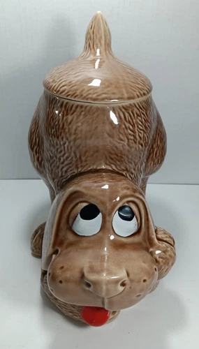 Vintage USA McCoy Pottery Thinking Hound Dog Cookie Jar 0272