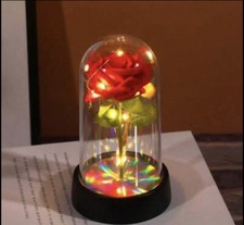 La Bella y la Bestia Rosa Rosa En LED Cúpula de Vidrio Rosa Eterna Rosa Roja San Valentín