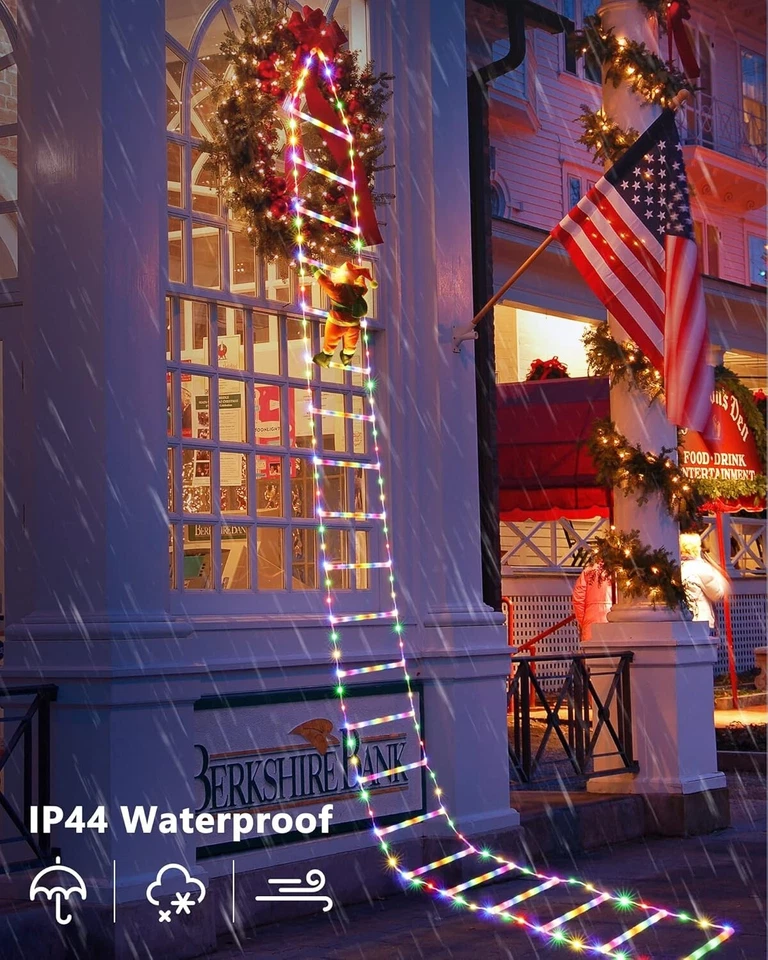 LED Christmas Ladder Lights 10ft with Santa Claus Indoor Outdoor Xmas Tree Decor - Image 4 of 4