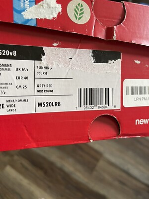 New Balance Grey Red 520 V8 Comfort Wide Fit Running Shoes Mens