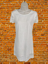 WOMENS MONSOON SIZE UK 10 IVORY LACE MIX SHORT SLEEVE SHIFT DRESS KNEE LENGTH
