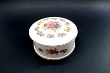 Vintage SADLER England Covered Powder Jar Trinket Box Container with Flowers
