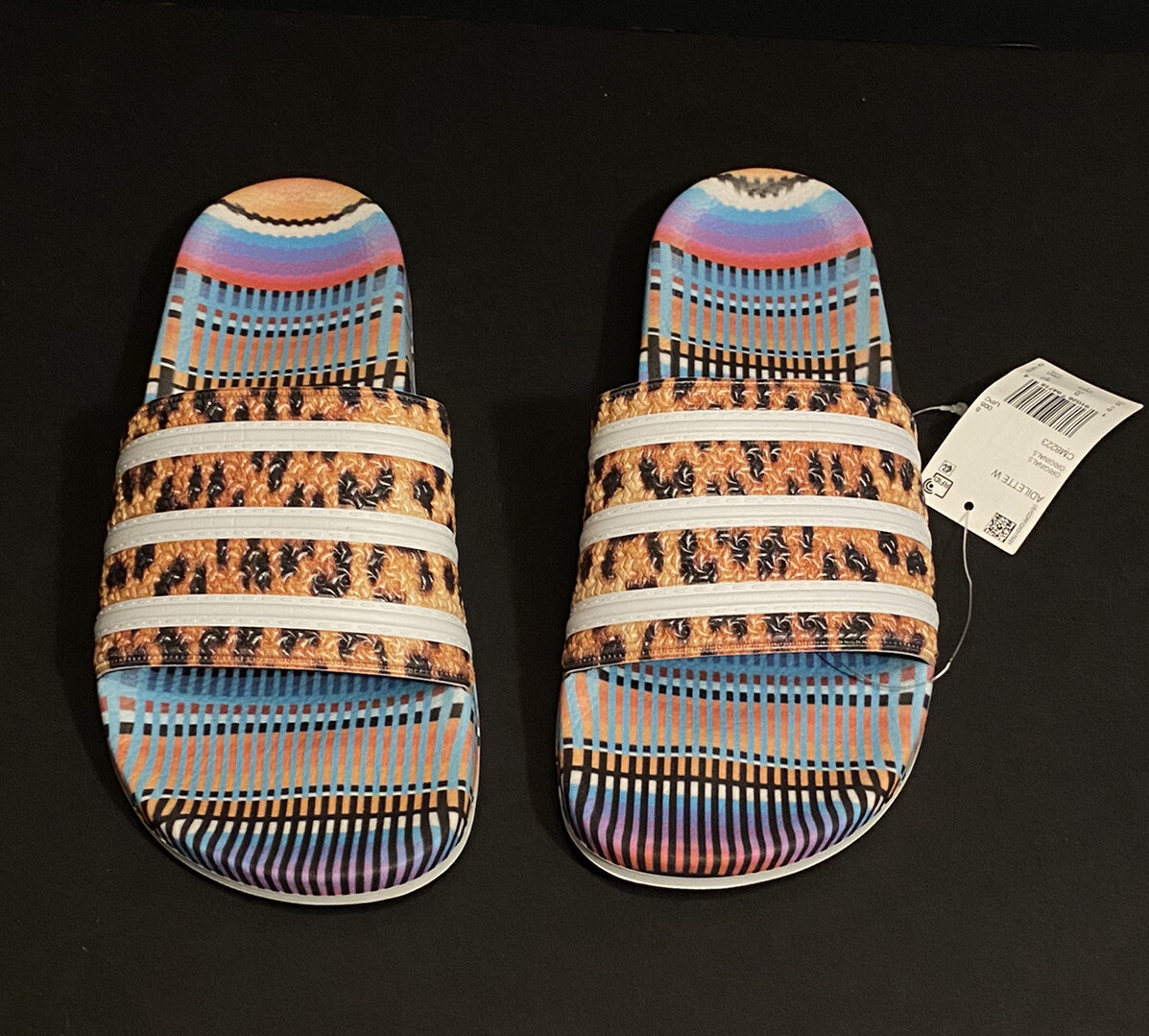leopard adidas slides