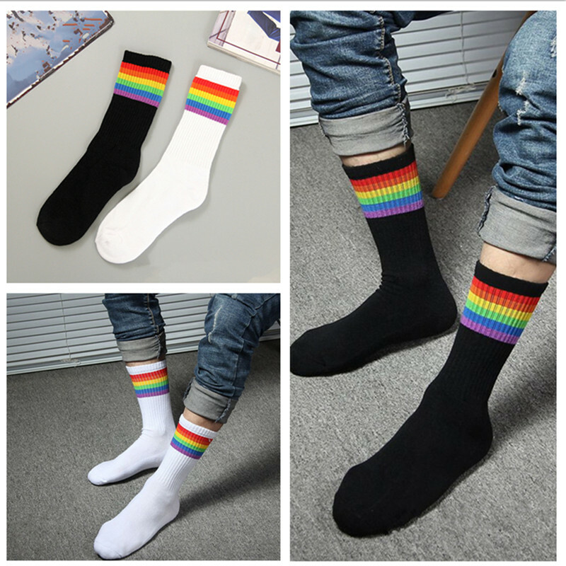 Calcetines de algodón arco iris LGBT gay Les Proud calcetines novedad calcetines felices regalos 1 par