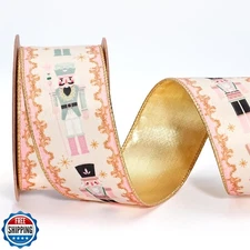 LaRibbons Nutcracker Velvet Ribbon Wired, 2.5 Inch x 10 Yards Reversible Pink