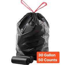 Uimoso Drawstring Trash Bags Tall Kitchen Bags 30 Gallon 50 Count Garbage Bag