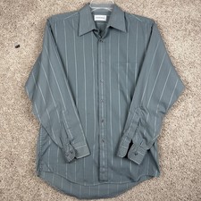 Manhattan Shirt Mens Gray Button Up Long Sleeve Pocket Casual Men 15.5 32-33