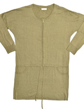 Calvin Klein Olive Brown Knit Drawstring Waist Zipper Accent Dress Large L Acryl