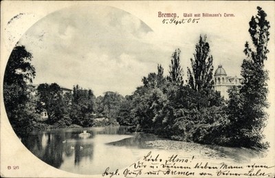Postcard Hanseatic city of Bremen, wall with Hillmann's tower. - 5046019