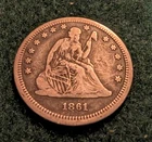 1861 Seated Liberty Silver Quarter
