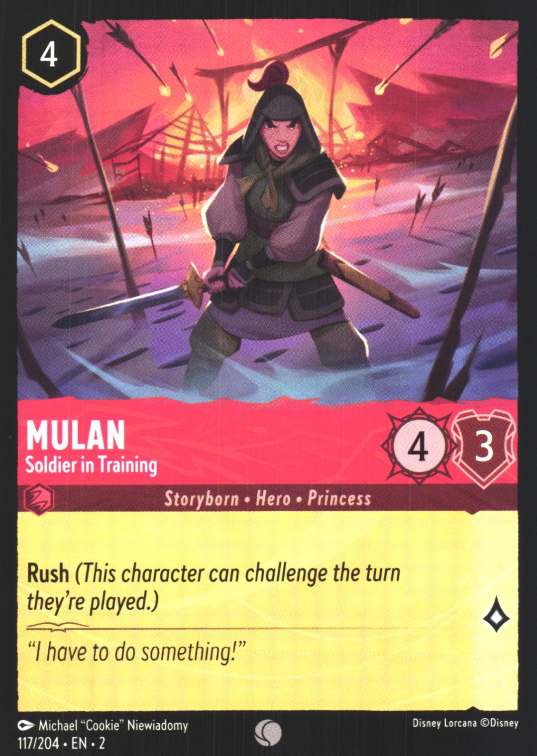 Mulan - Soldier in Training 117/204 Common Rise of the Floodborn NM Lorcana