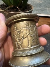 Gold Monze Inkwell Antique Elephant & Soldier Decorations