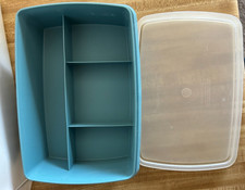 VTG Tupperware Tuppercraft 767 Blue Lidded Organizer, 9x6x2.5", Crafts