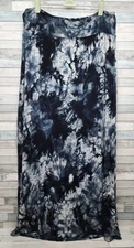 AB Studio Tie Dye Skirt Small Medium Stretchy Side Slit Maxi Skirt Black White