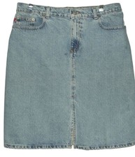 Polo Ralph Lauren Jean Skirt Womens Size 8 Vtg Denim Knee 5-Pocket Front Slit