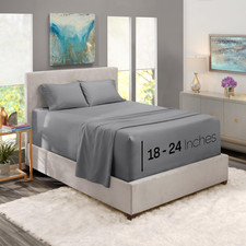 King Size Sheet Set, 4 Piece Extra Deep Pocket 18-24 inches , Microfiber, Hotel