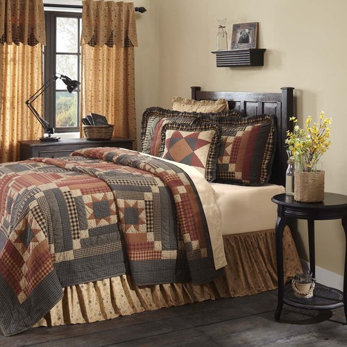 Primitive Luxury King Quilt Tan Patchwork Maisie Cotton Bedroom Decor VHC Brands - Picture 5 of 6