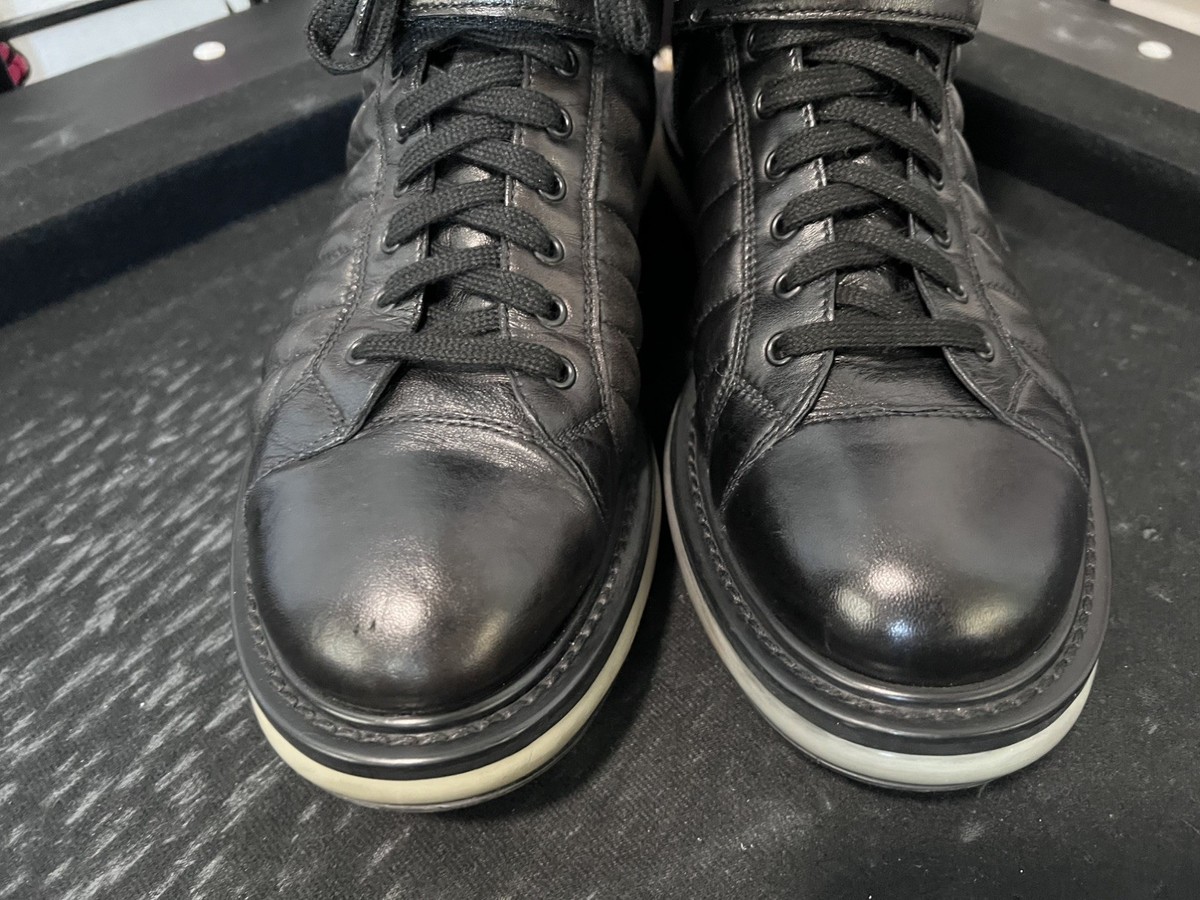 PRADA Leather AIR SOLE Platform High-Top Sneakers/ Boots Black