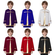 Boys Girls Praise Dance Pullover Top Metallic Patchwork Liturgical Worship Shirt