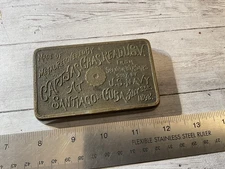 ORIG SPAN AM WAR BRASS PAPERWEIGHT SALVAGED FROM SPANISH WARSHIPS JULY 3RD 1898
