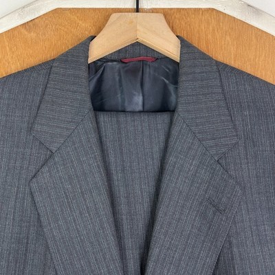VINTAGE Hart Schaffner Marx Suit Mens 42R Gray Pinstripe 2 Button Viracle 40x28