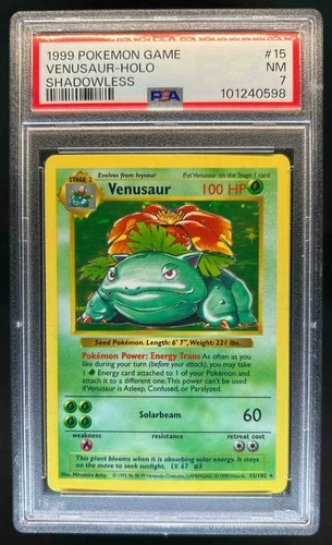1999 Pokemon Shadowless Venusaur Holo #15/102 PSA 7
