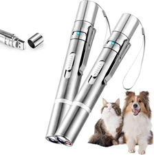 2 Laser Pointers, Kitten Dog Laser Pen Toy, USB Charging, 5 Interchangeable Patt