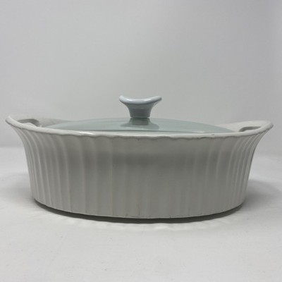 CorningWare French White 2.5 Qt 2.3 L Stoneware Bake Casserole Dish w/ Glass Lid