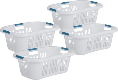 4 Pack Small Laundry Basket, 2.1 Bushel Bedroom Hamper, Hip-Hugger Plastic