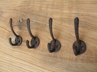 Haken-Set (4 StüCk) Doppelhaken, Gusseisen, Wandhaken Landhaus Versandkostenfrei