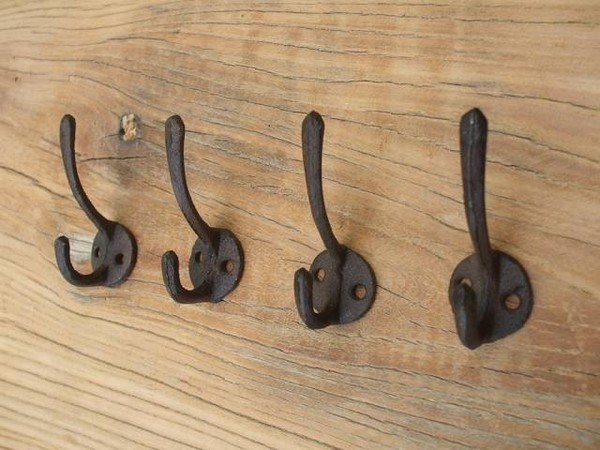 Haken-Set (4 StüCk) Doppelhaken, Gusseisen, Wandhaken Landhaus Versandkostenfrei-image