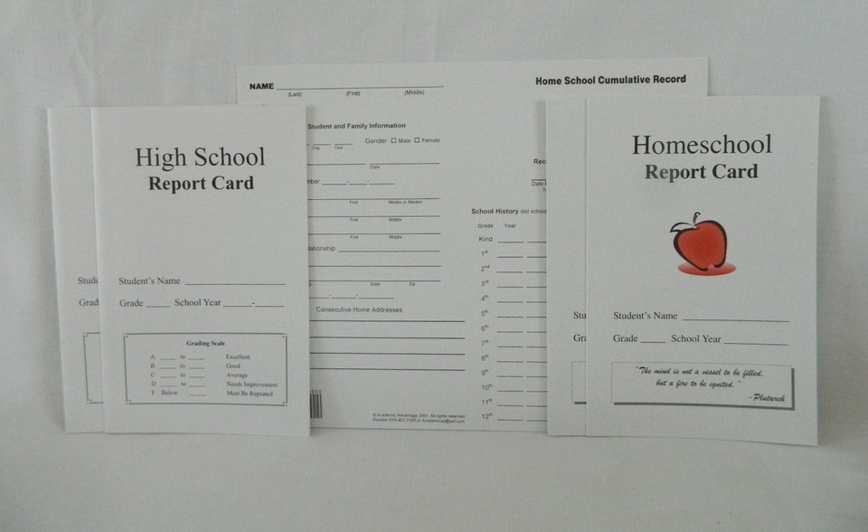 Transcript Record Folder w. 2 High School / 2 Elementary Report Cards ...