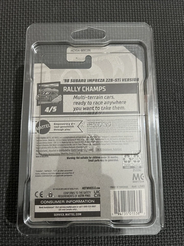 Hot Wheels ‘98 Subaru Impreza 22B-STi #223 HW ‘22 Treasure Hunt Rally Ryu Design - Image 2 of 2