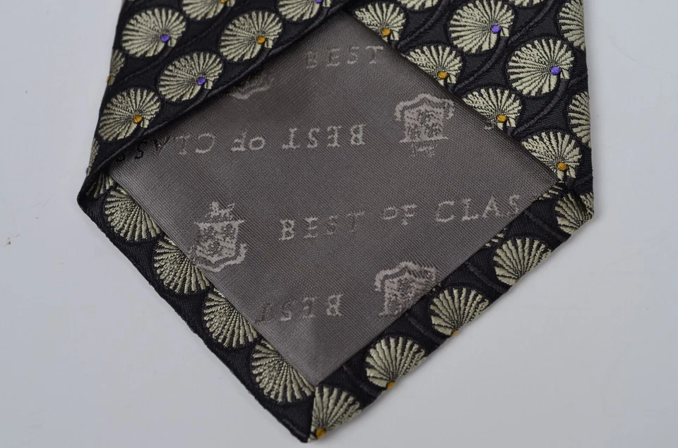 Corbata de seda pesada única Robert Talbott BoC MEJOR DE SU CLASE emblema floral plateada EE. UU. Foto 4 de 4