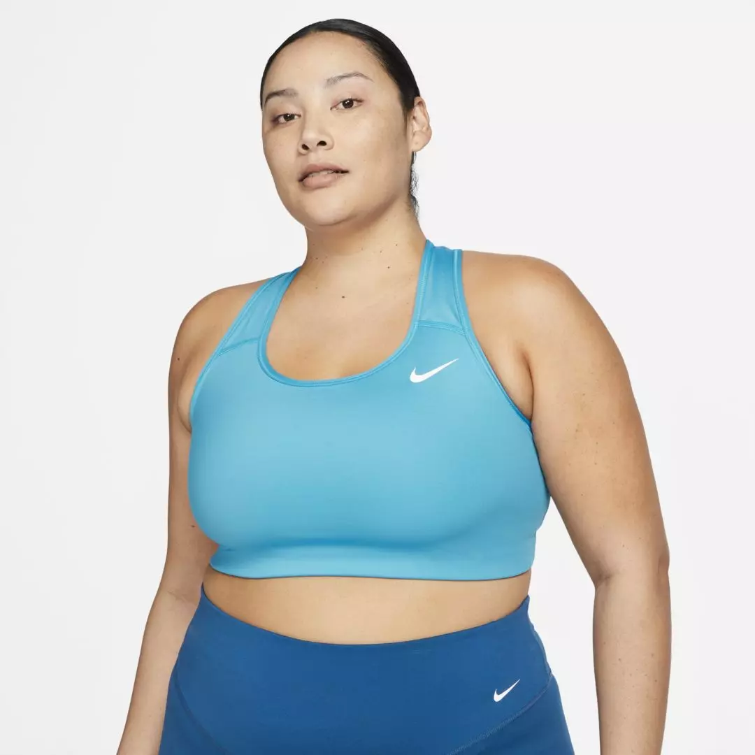 Nike Women's dri-fit Swoosh mid Support Sports Bra Plus Size 3x laser blue