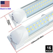 16PK 8FT LED Shop Light 72W 6000K T8 Linkable Tube Fixture Garage Barn Lighting