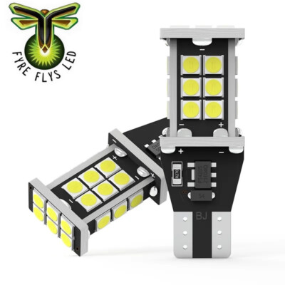 2x Fyre Flys LED Reverse Back Up Light Bulb 921 912 W16W T15 906 916 Super White