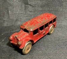 Vintage Cast Iron Red Bus Original Paint Marked Inside Cast Iron Antique Bus Toy