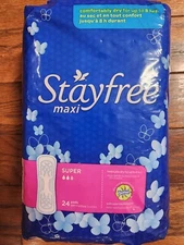 STAYFREE MAXI SUPER 24 PADS THERMO CONTROL DRY COOL COMFORTABLEODOR NEUTRALIZERS