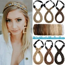 Fancy Plaited Chunky Braided Hair Extensions Headband HairBand Adjustable Band