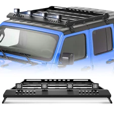 Roof Rack Cargo Basket w/ 4x LED Lights fit for 2007-2024 Jeep Wrangler JK JL