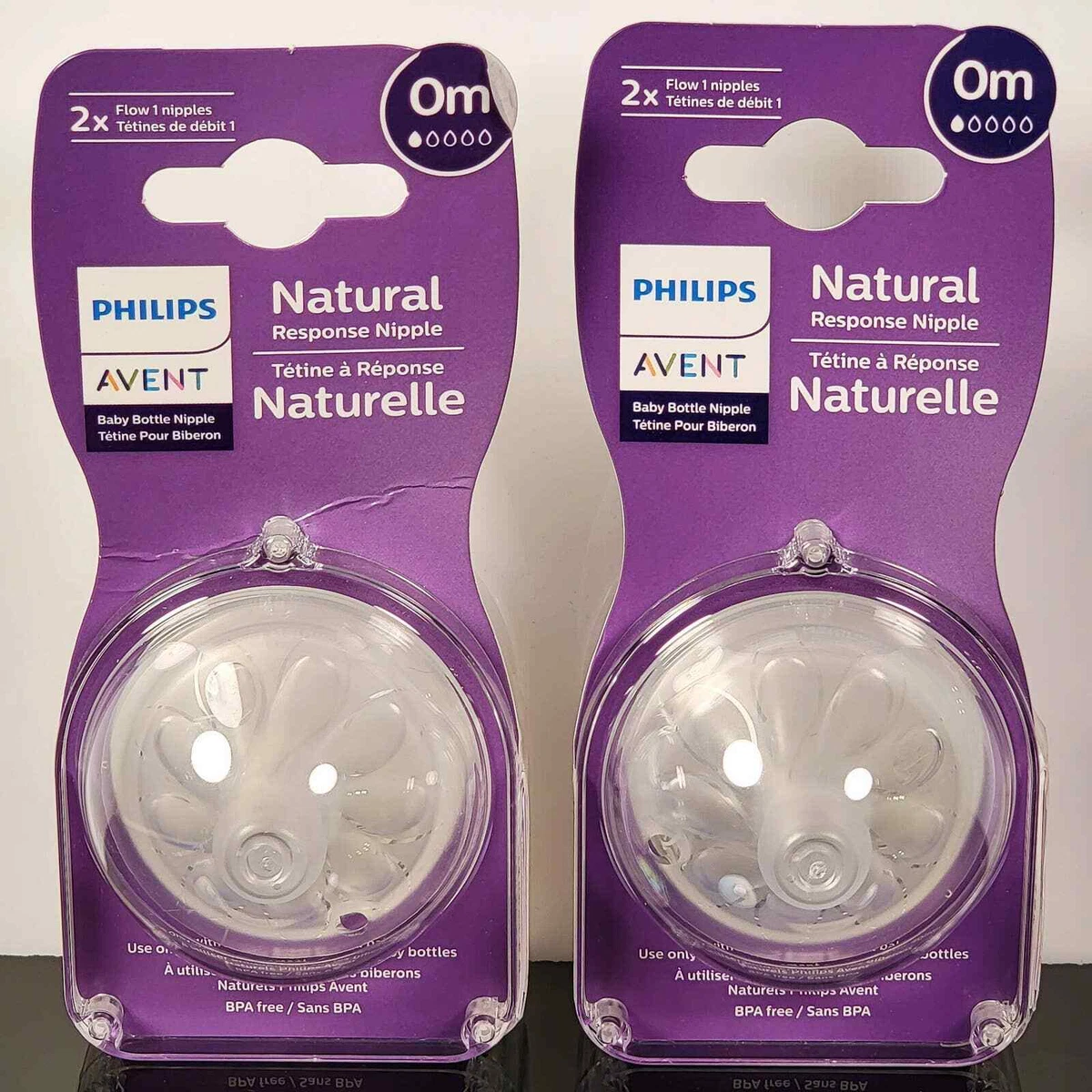 Philips AVENT Natural Response Flow 1 Newborn Nipples 0m Nipple 2 Packs New