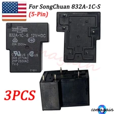 3PCS Replacement For SONG CHUAN 832A-1C-S Power Relay 20A 277VAC 5-Pins 12VDC
