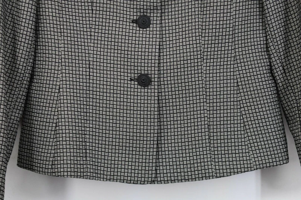 Evan-Picone Women Black White Shawl Lapel Slit Sleeve Business Blazer Jacket 8P - Image 4 of 4