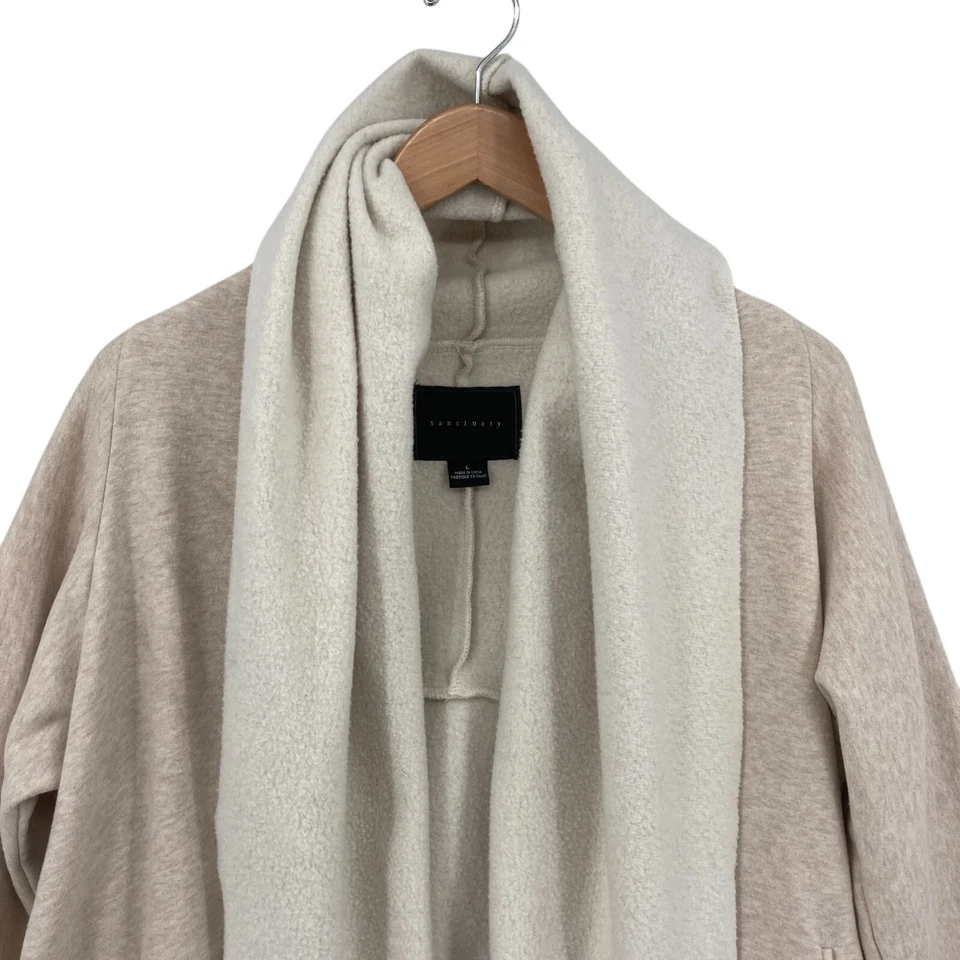 Cárdigan Sanctuary para mujer grande beige jaspeado pálido forrado de lana bolsillos delanteros abiertos Foto 3 de 4