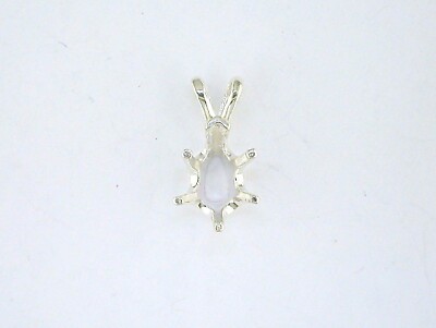 Pear Shape 6 Prong Pendant Setting Sterling Silver 