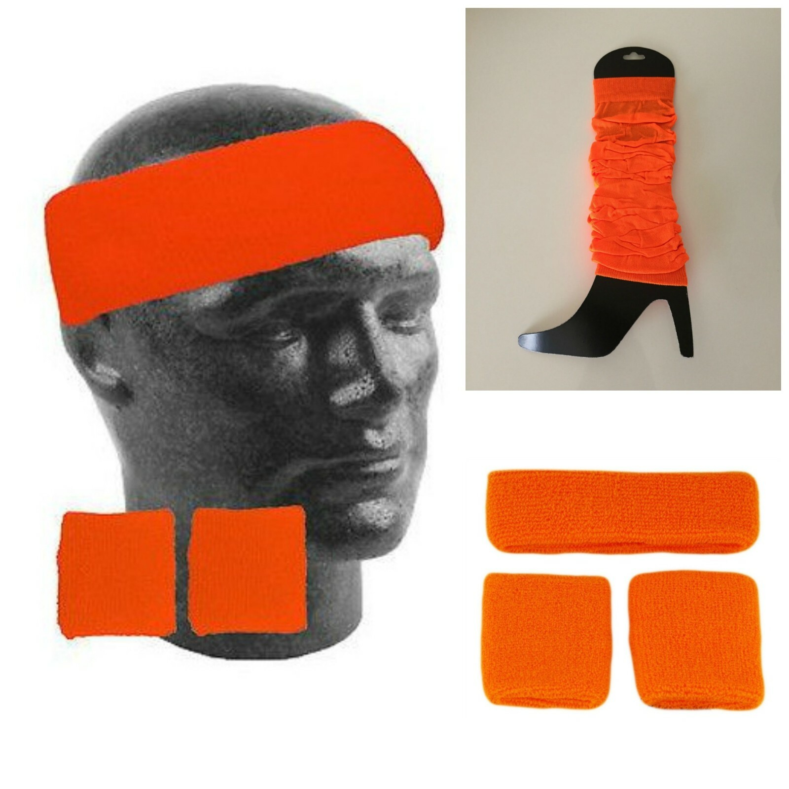 Fluro Leg Warmers Neon Sweatbands Gloves 80s Costume Dance